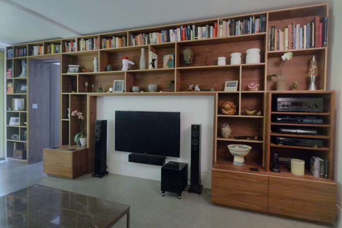 walnut storage wall