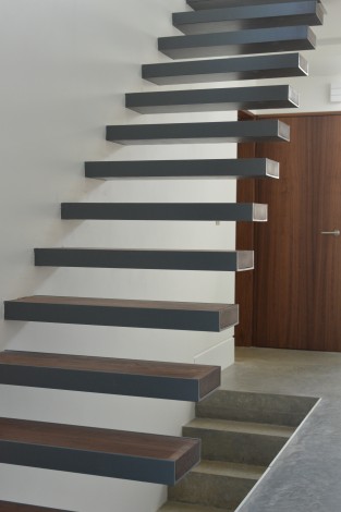 floating stairs walnut steel